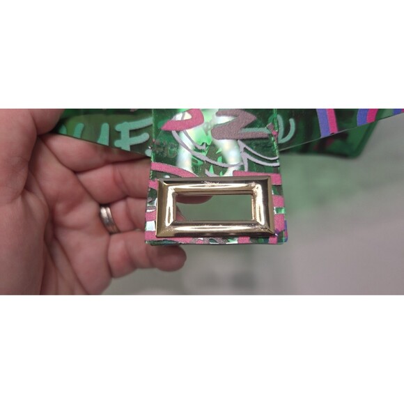 Jelly Graffiti Clear Bag Twst Lock Hand Purse 6 X 9.5 x 2.5 Unusual Funky Unique - Picture 4 of 8